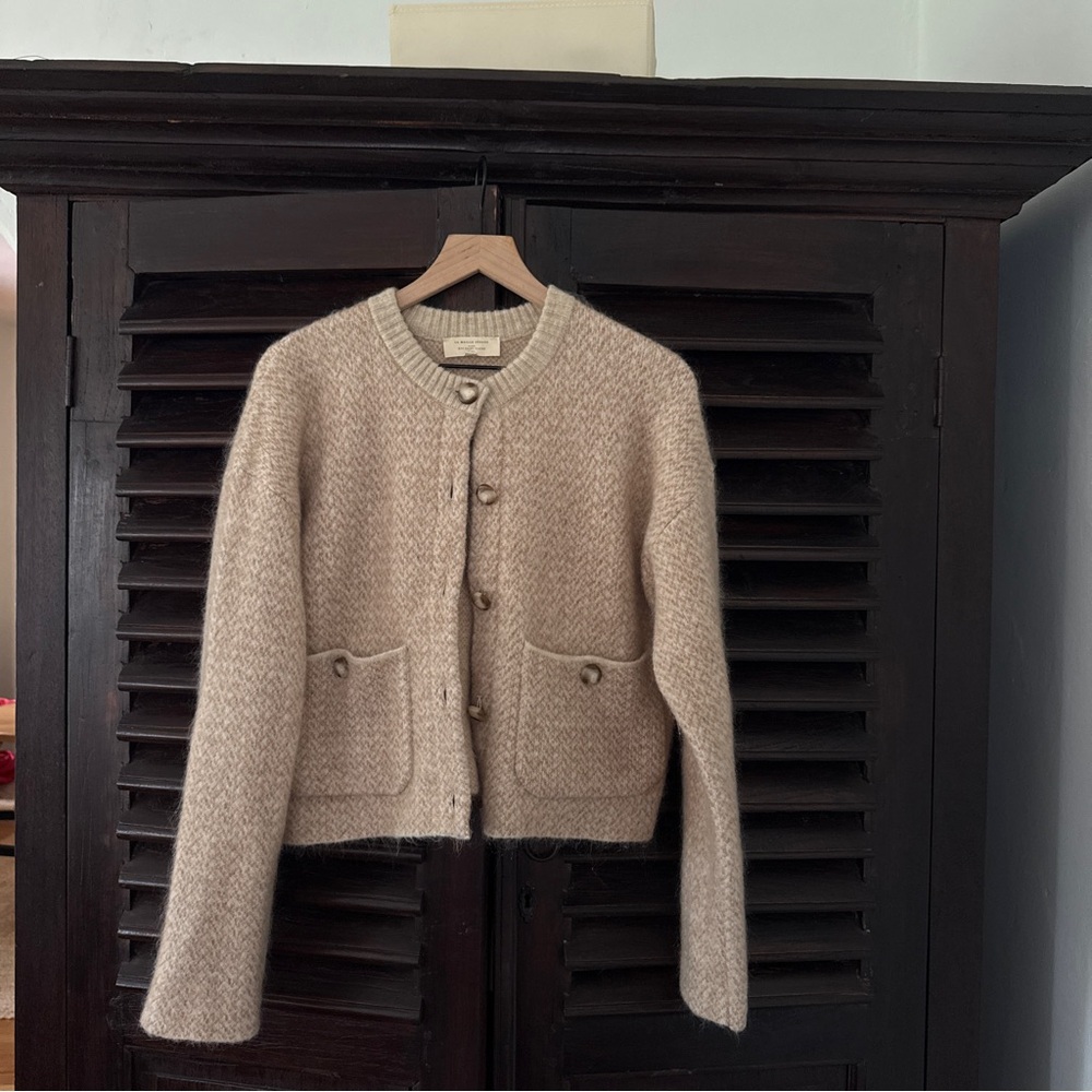 Sezane Beige Wool button down cardigan Sweater